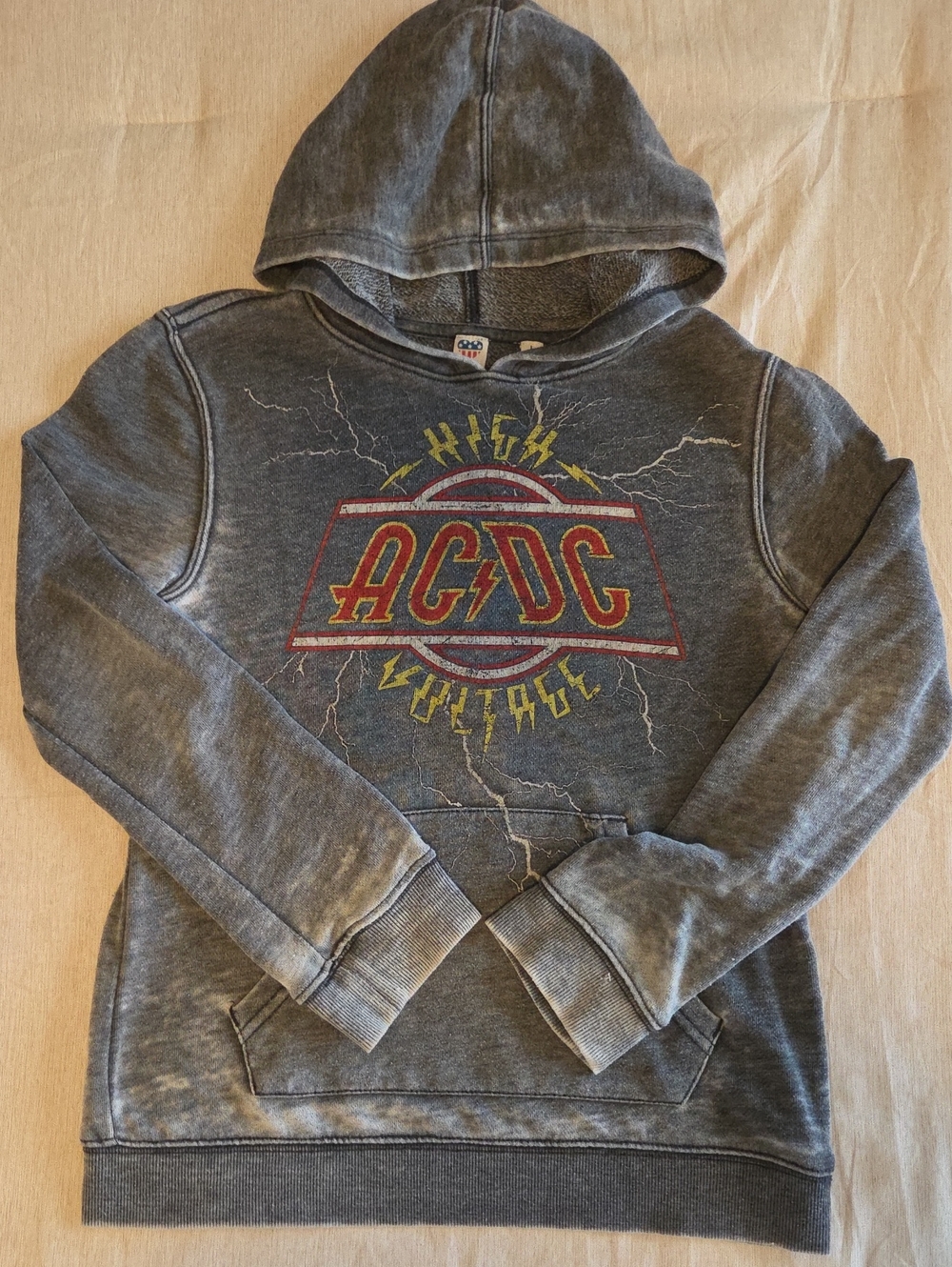 Junk Food Kids AC/DC Washed Heather Grey Hoodie Size L